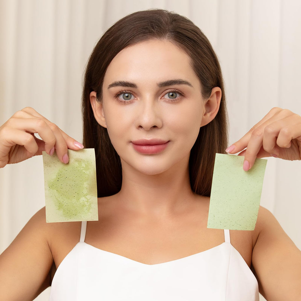 Teenitor Oil Blotting Sheets for Face, 100 Sheets Green Tea Oil Absorbing Tissues Paper, Large 10cmx7cm Oil Blotters