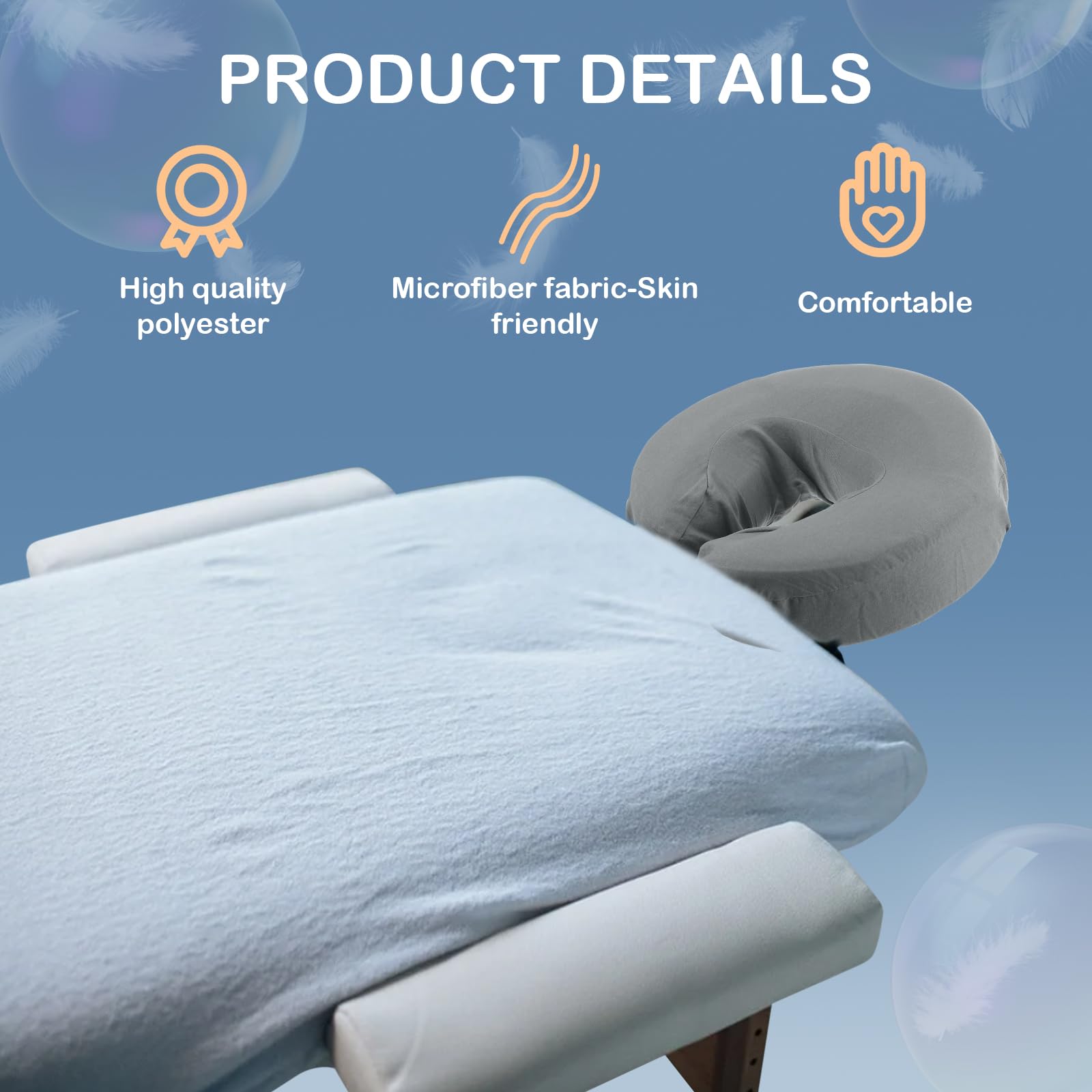 Macarrie 24 Pcs Face Cradle Covers for Massage Table Microfiber Reusable Soft Thicker Massage Table Headrest Covers Bulk Oil Proof Cradle Head Rest Sheets for Spa Beauty Salons(Beige)