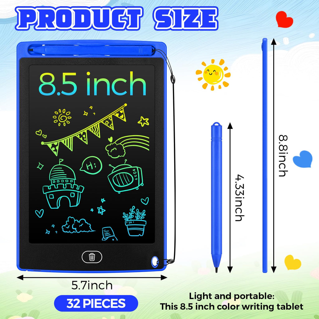 Zhehao 32 Pcs LCD Writing Tablet for Kids Bulk 8.5 Inch Colorful Doodle Board Tablet Erasable Doodle Pad Educational Toy Birthday Easter Gift for Boys Girl Age 3-10(Black)
