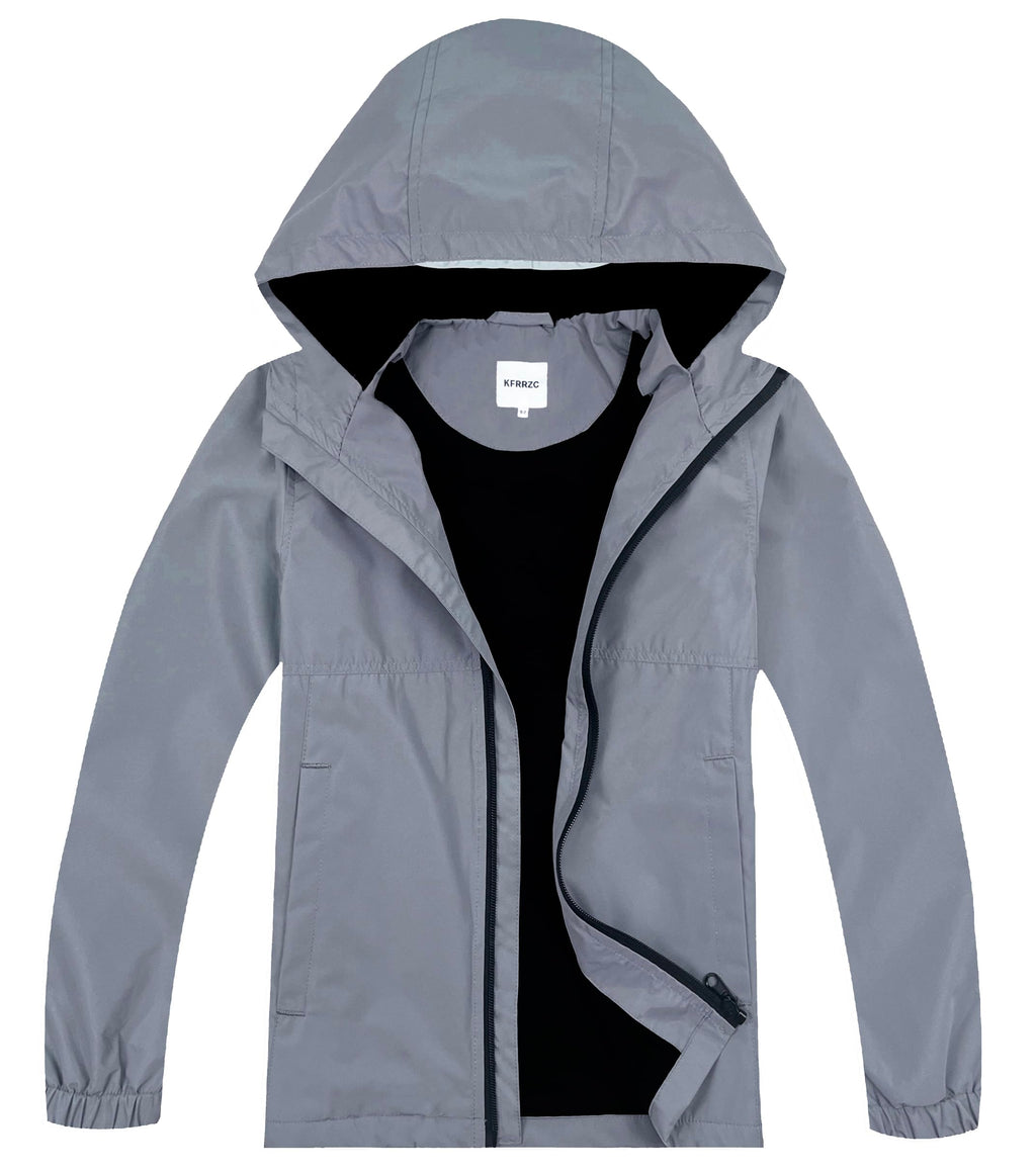 Boys Girls Rain Jackets Waterproof Hooded Fleece Raincoats Lightweight Windbreakers for Kids