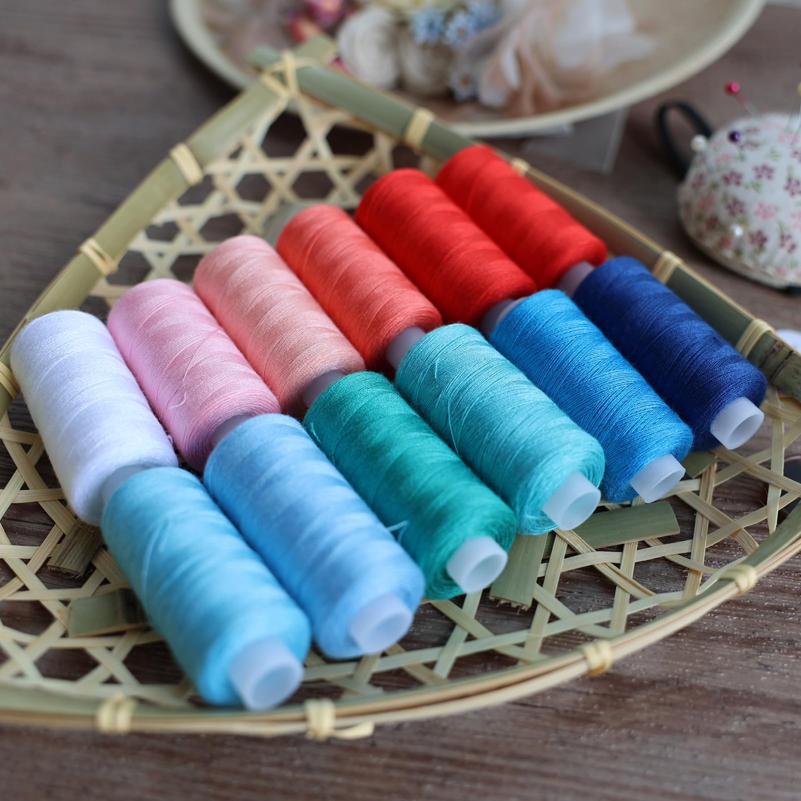 72 PCS Sewing Thread Assortment, 36 Color Thread for Sewing Machine with 36 Same Color Bobbins, Polyester Thread 400 Yards/Spool (72)
