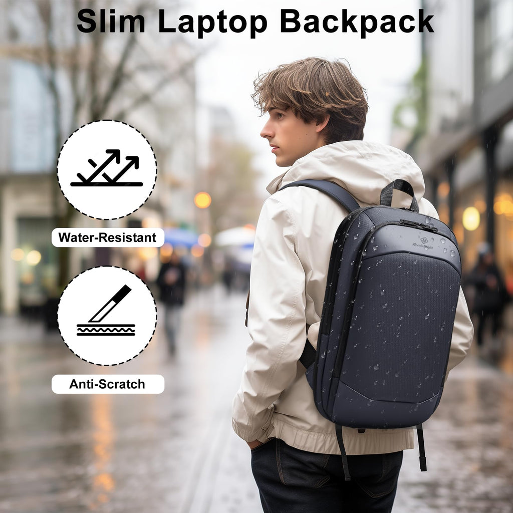 hk Business Backpack for Men 15.6 Inch,Slim & Expandable Waterproof Travel Laptop Backpack, Anti-Theft Lightweight Work Computer Bag, College Laptop Backpacks Gifts for Men Women-Black