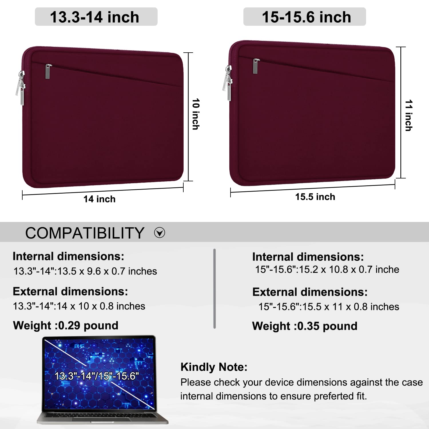 Laptop Sleeve Case 13.3 Inch, Durable 14 Inch Laptop Case Computer Carrying Bag Protective Cover Compatible with 13 14 inch MacBook Pro, MacBook Air, Dell, HP, Lenovo, Notebook, Computer, Black