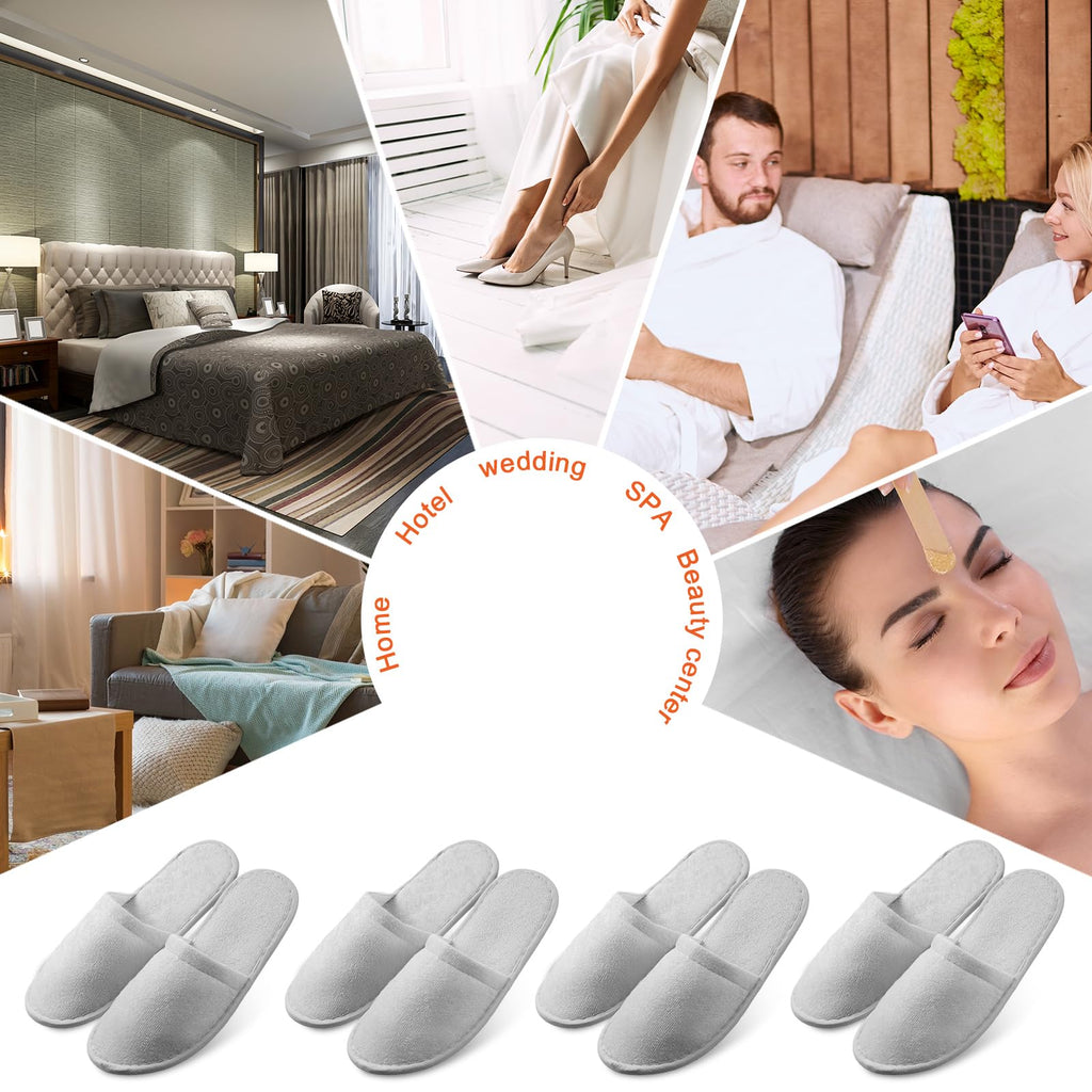 Geyoga 24 Pairs Disposable Slippers for Guests Bulk 2 Size Cotton Soft Spa Hotel House Slippers for Women Men Wedding Party Shoeless Home Indoor Travel