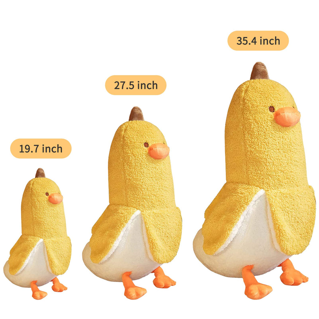 PEACH CAT Cute Banana Duck Stuffed Animal Long Banana Chef Duck Plush Pillow for Girls and Boys White 12"