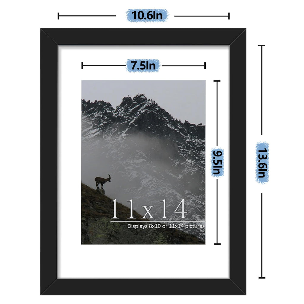 Picrit 24x34 Black Poster Frame 7 Pack, Display Pictures 20x30 Picture with Mat or 24 x 34 without Mat for Horizontal or Vertical Wall Mounting, Wall Gallery Photo Frames