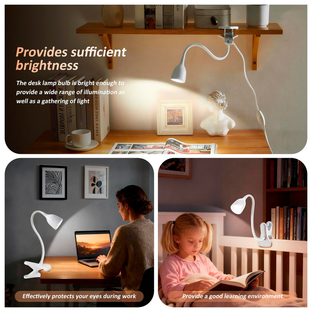 EJIAXIN Gooseneck Desk Lamp 360° LED Flexible Reading Light Small Desk Lamps for Small Spaces Home Office Bedroom College Dorm Desk Bookshelf Nightstand Table Lamp (Purple)