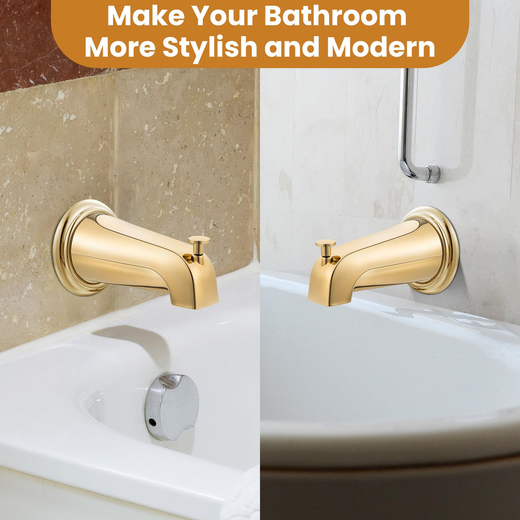 Dreyoo Tub Spout (Universal Fits 1/2" Copper Pipe, 1/2" IPS and 3/4" IPS), Bathroom Bathtub Faucet with Adapters and Hex Wrench(Brushed Nickel,Simple)