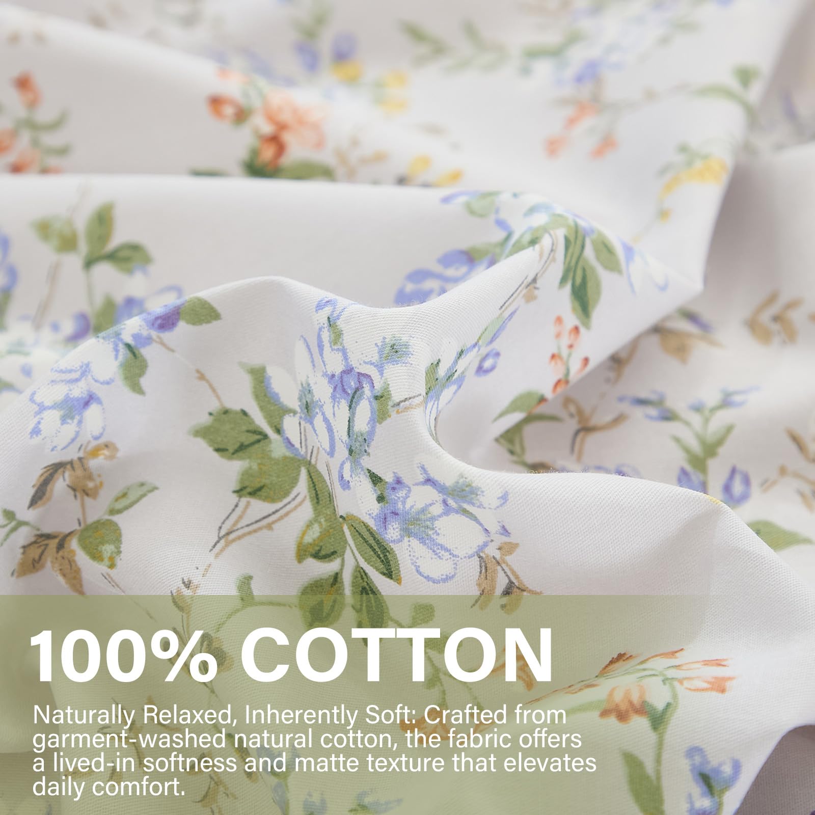 100% Natural Cotton Comforter Set Queen 3 Pcs Grayish Blue Bedding Sets with Luxurious Damask Pattern, Reversible Breathable Soft Comforter Sets for All Season
