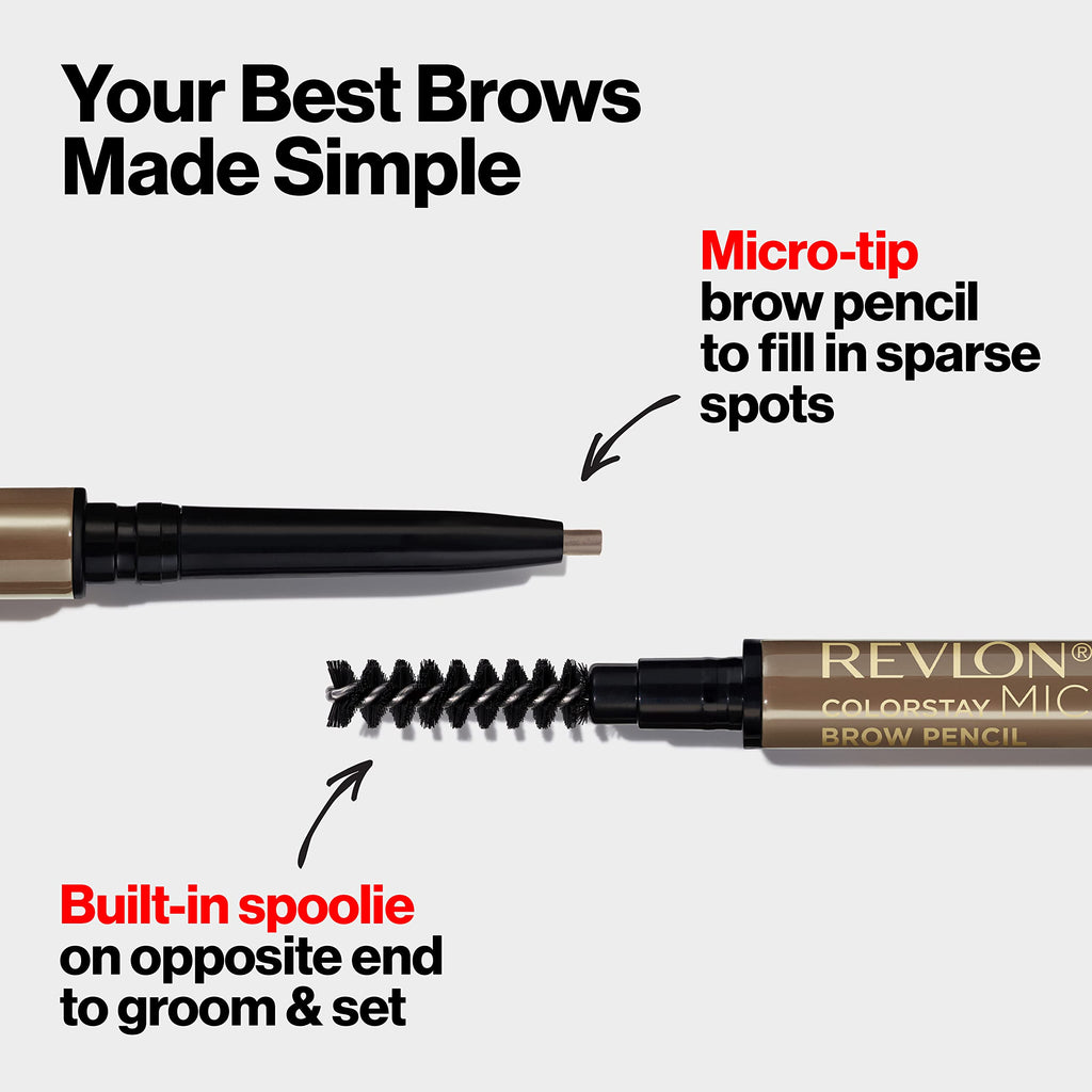 Revlon ColorStay Micro Eyebrow Pencil with Built In Spoolie Brush, Infused with Argan and Marula Oil, Waterproof, Smudgeproof, 451 Ash Blonde, 0.003 oz