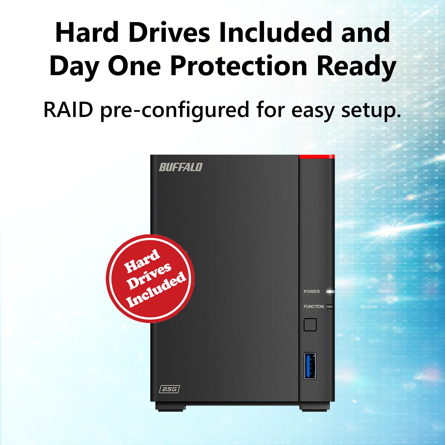 BUFFALO LinkStation 210 2TB 1-Bay NAS Network Attached Storage with HDD Hard Drives Included NAS Storage that Works as Home Cloud or Network Storage Device for Home