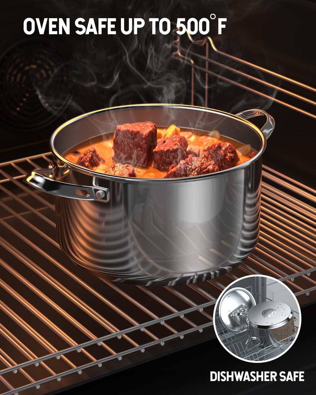 Cooks Standard Classic 6 Quart Stock Pot with Lid, Stainless Steel Dutch Oven