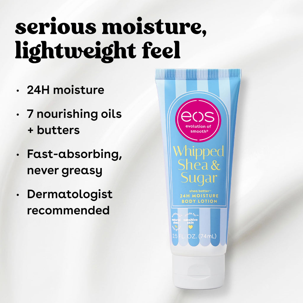 eos 24H Moisture Travel Body Lotion- Fresh & Cozy, Travel Size Essential, Toiletries, Mini Body Lotion, 2.5 fl oz