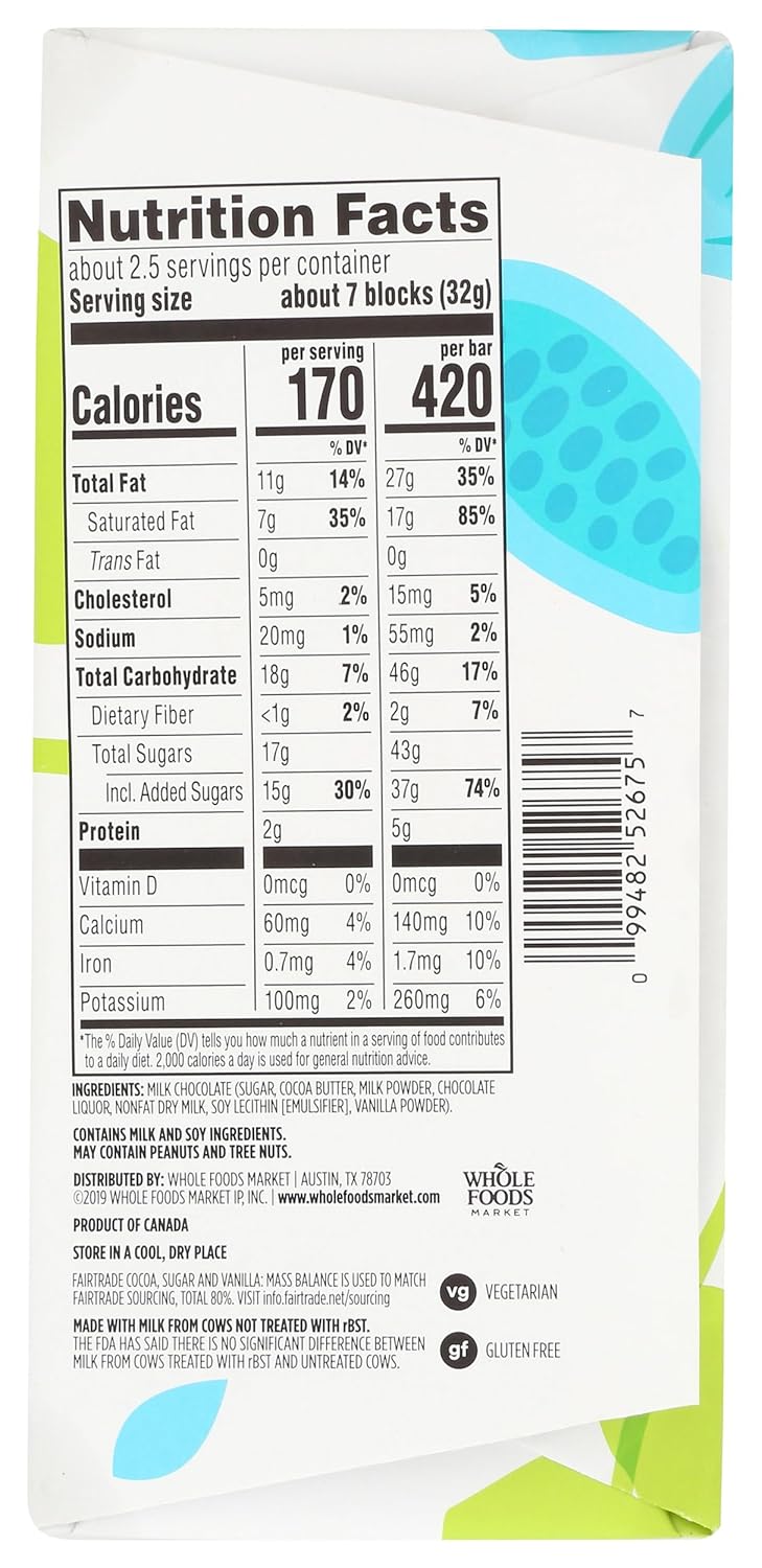365 by Whole Foods Market, Milk Chocolate Bar, 2.8 Ounce