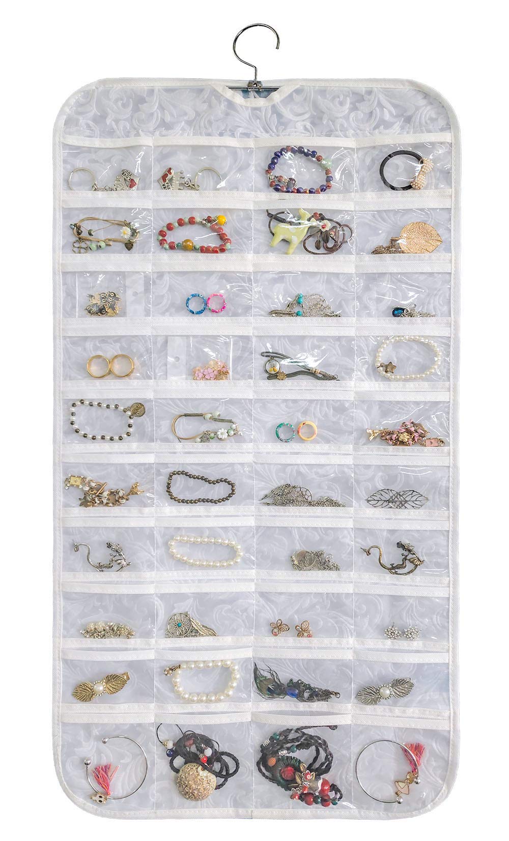 BB Brotrade Hanging Jewelry Organizer,Accessories Organizer,80 Pocket Organizer for Holding Jewelries（Beige）