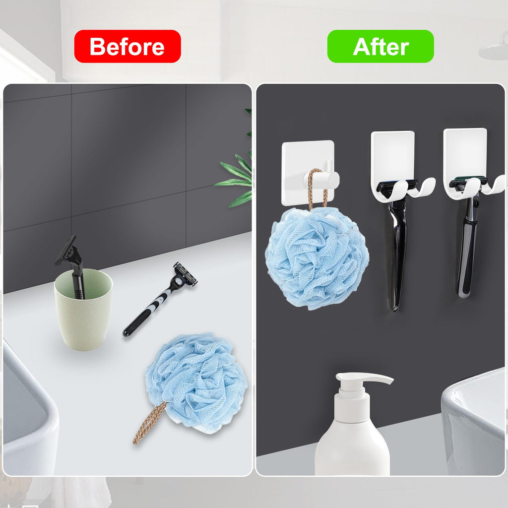 CGBE Shower Holders for Razors, 2 Pack Squeegee Holder and 2 Pack Razor Holder, Razors Holder for Shower Heavy Duty Waterproof Hook for Squeegee Loofah - Black