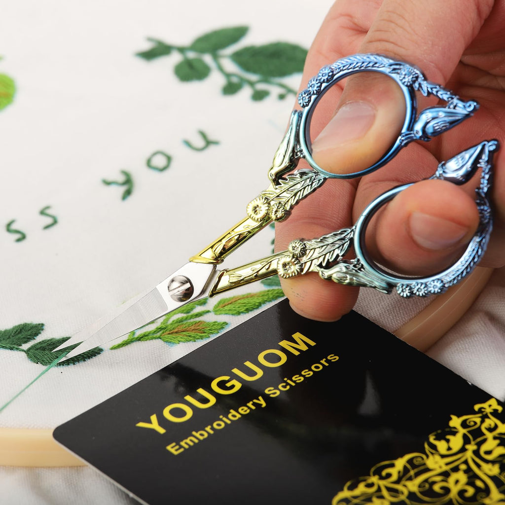 YOUGUOM Small Craft Scissors, Little Travel Sharp Embroidery Scissors All Purpose, Straight Tips Mini Sewing Shears, Precision Detail Thread Cutting Snips