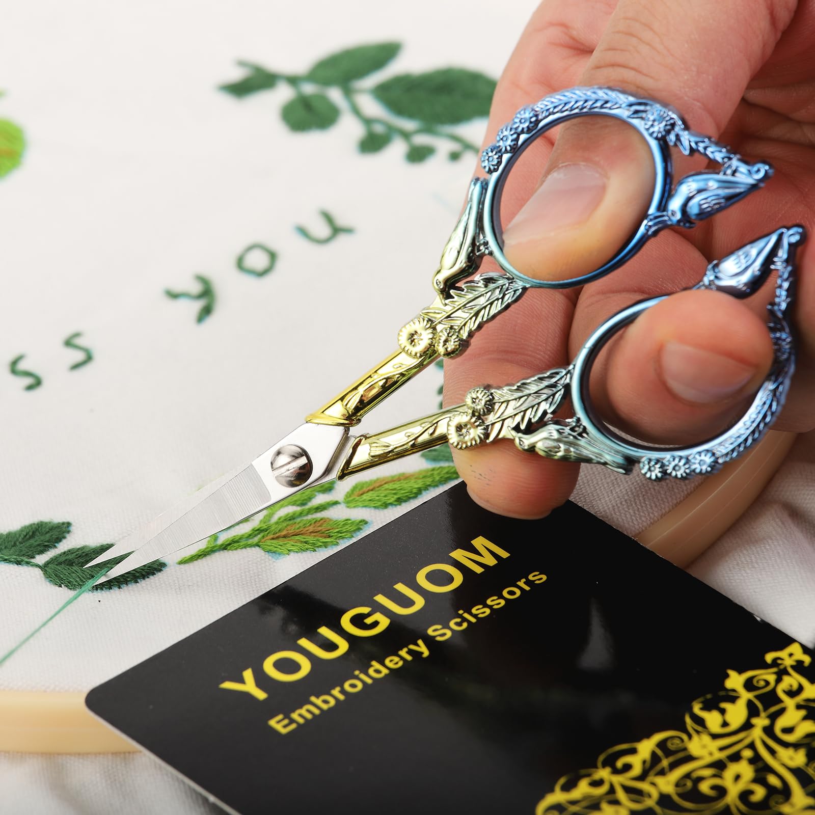 YOUGUOM Small Craft Scissors, Little Travel Sharp Embroidery Scissors All Purpose, Straight Tips Mini Sewing Shears, Precision Detail Thread Cutting Snips
