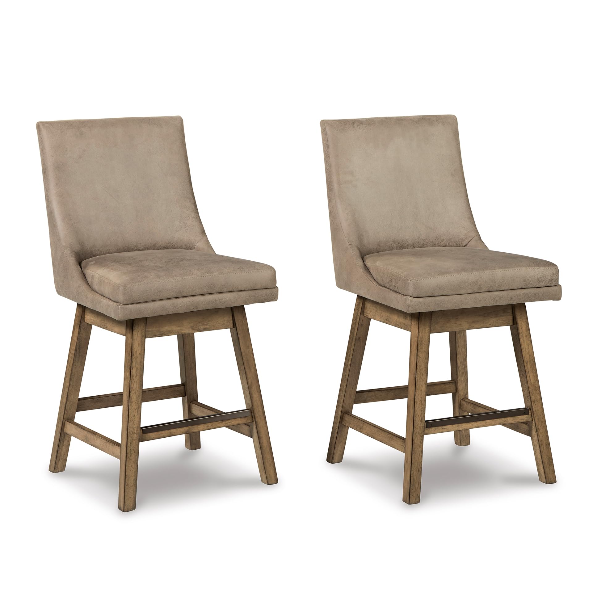 Signature Design by Ashley Tallenger Upholstered Counter Height Barstool, Set of 2, Beige