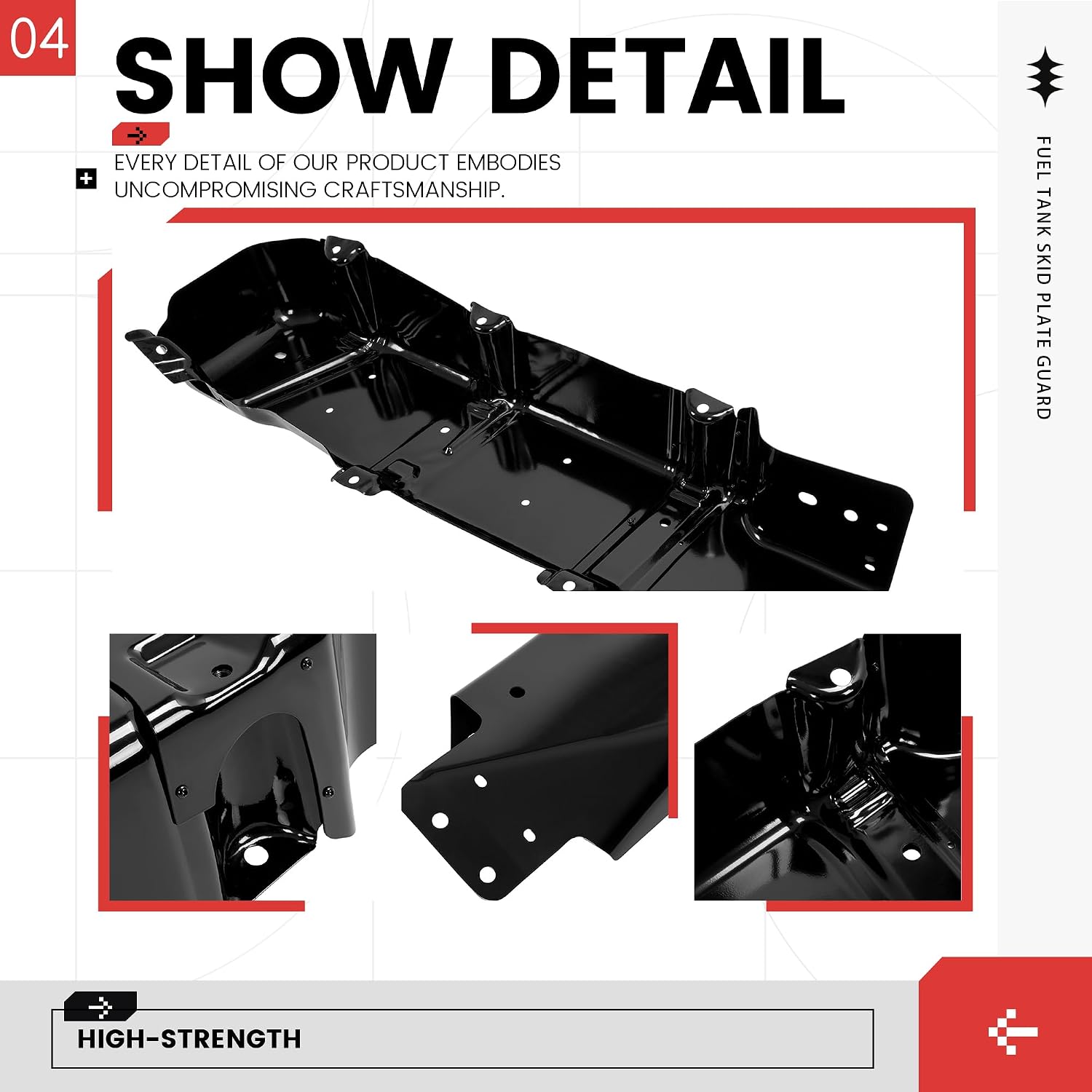 Fuel Tank Skid Plate Guard Compatible with 2007-2018 Jeep Wrangler 4 Door Powder Coated Heavy Duty Steel 52059747AD 52059747AE 52059747AF 52059747AG
