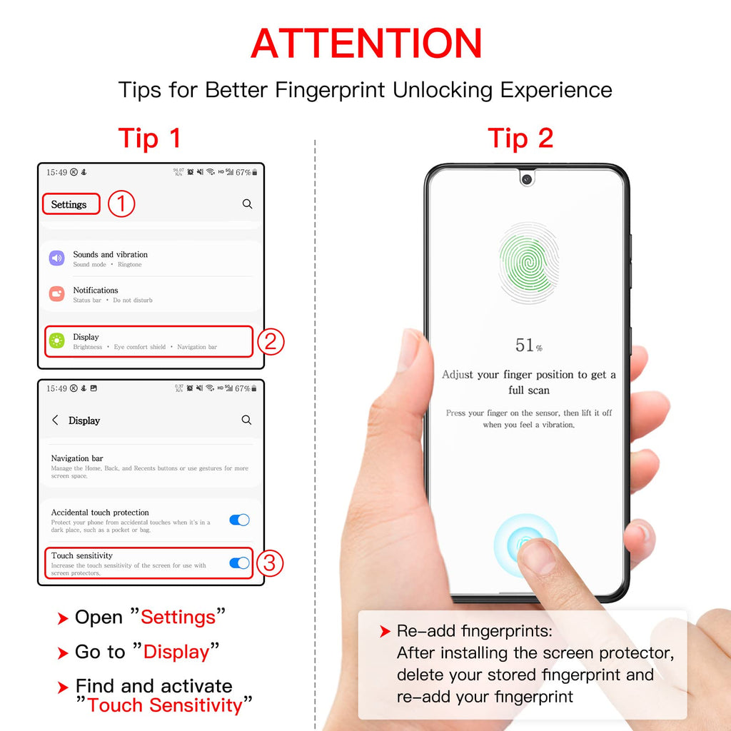 JETech Screen Protector for Samsung Galaxy S20 FE 6.5-Inch with Camera Lens Protector, Tempered Glass Film, Fingerprint ID Compatible, HD Clear, 2-Pack Each
