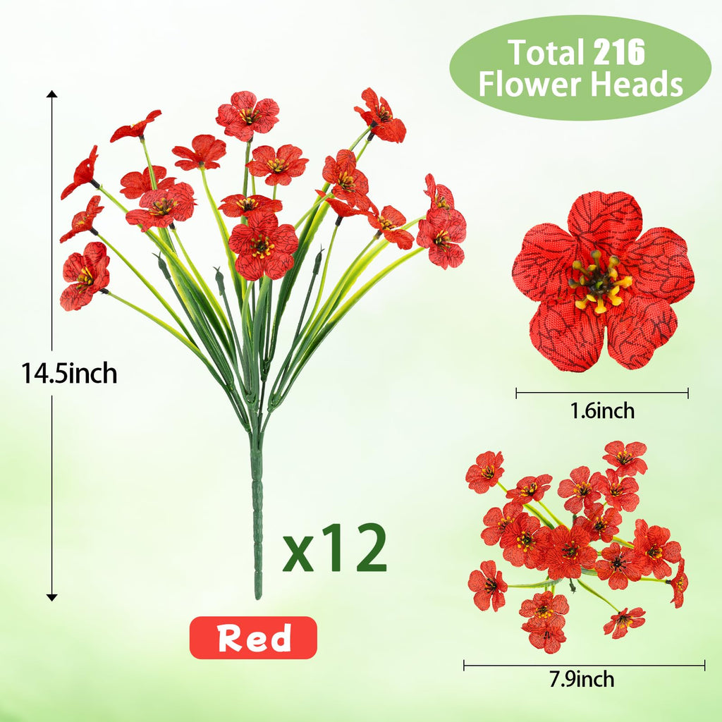 MACTING 12 Bundles Artificial Fall Lavender Flowers for Outdoors, UV Resistant Fake Outdoor Plants, Faux Autumn Greenery Shrubs for Planters Porch Patio Garden Yard Outside Thanksgiving Decorations