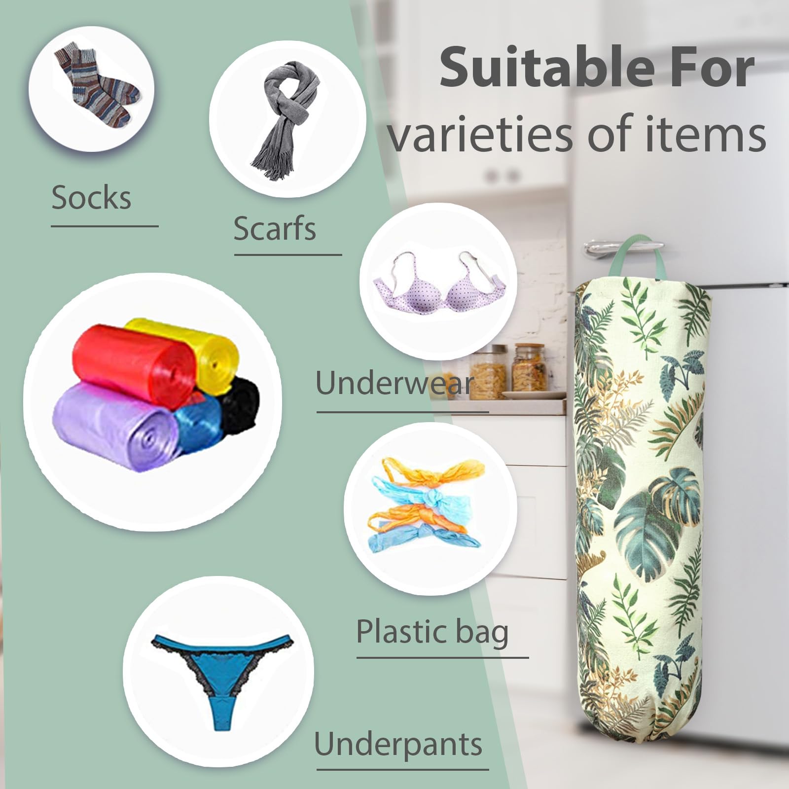 Plastic Bag Holder，Reusable Grocery Bag Holder，Wall Mount Plastic Bag Organizer Shopping Bags Carrier，Washable Large Grocery Bag Storage Dispenser for Home Kitchen Travelling Decor, 1 Pack，Alpaca