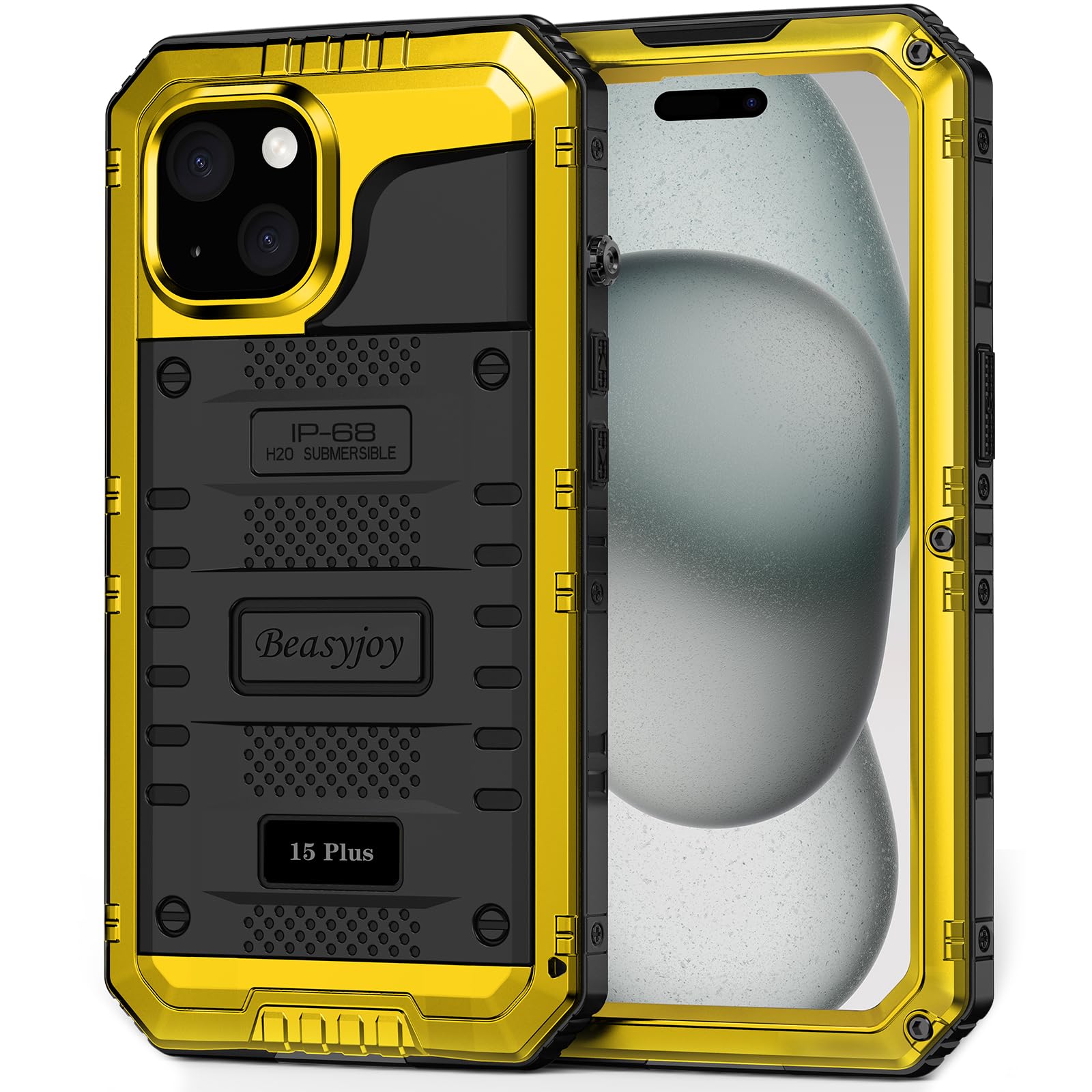 Beasyjoy for iPhone SE 2022/2020/ 8/7 Metal Case, Waterproof Heavy Duty Case with Screen Protector, Full Body Protection Military Grade Shockproof Defender Durable Sturdy Rugged Aluminum Cover, Black