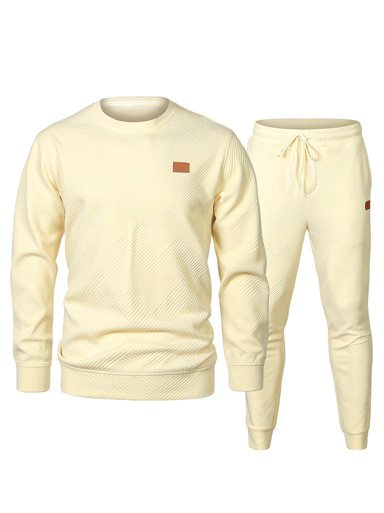 JMIERR Men's 2 Piece Outfits Knit Jacquard Pullover Sweatshirt Tracksuit & Joggers Sweatpants Sweatsuit Sets with Pockets