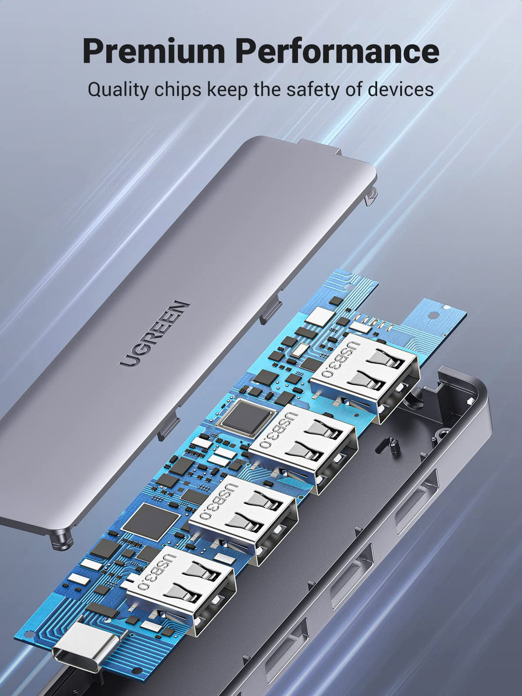 UGREEN USB C to USB A Hub with 4 USB 3.0 for Laptop, MacBook Pro/Air, Mac mini M4, iMac, iPad Pro, Chromebook, Dell XPS, Galaxy S23, and More, 0.5FT