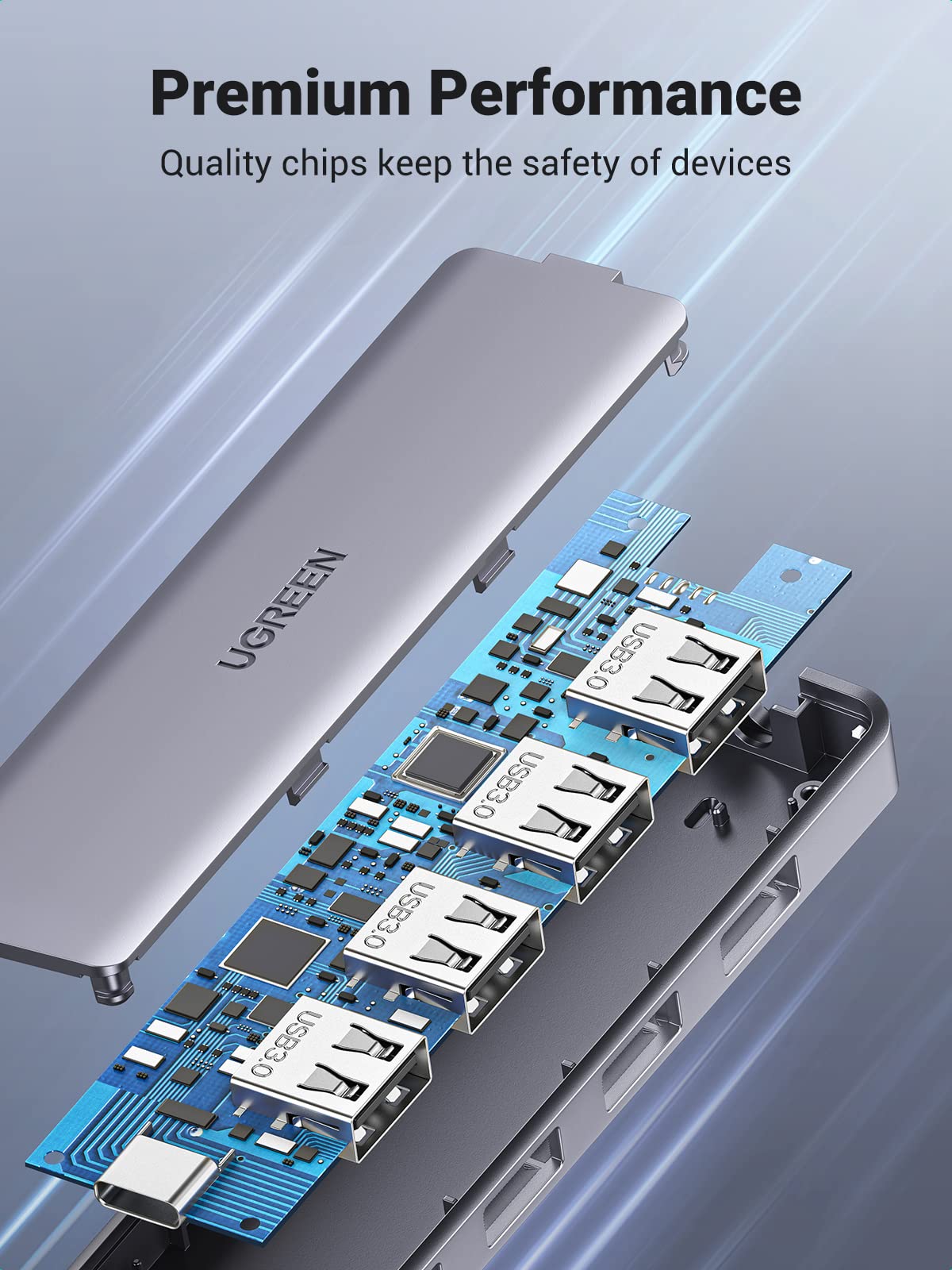 UGREEN USB C to USB A Hub with 4 USB 3.0 for Laptop, MacBook Pro/Air, Mac mini M4, iMac, iPad Pro, Chromebook, Dell XPS, Galaxy S23, and More, 0.5FT