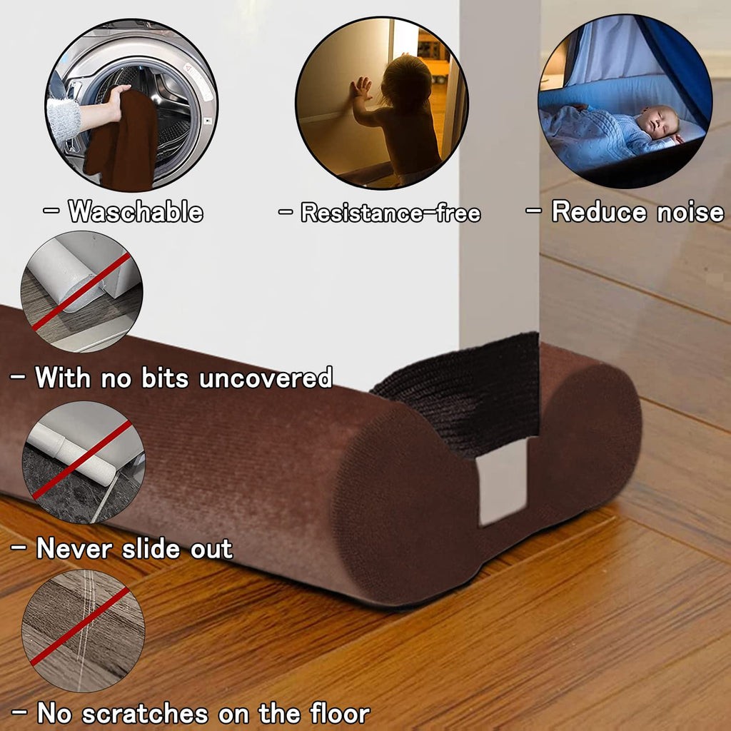 BKSAI Door Draft Stopper for Doors No Adhesive Draught Excluder Under Door Wind Blocker for Bottom of Door,Reduce Noise Draught Excluder Sweep Sound Proof (Beige 24-29IN / Distance Under The Door 1IN)