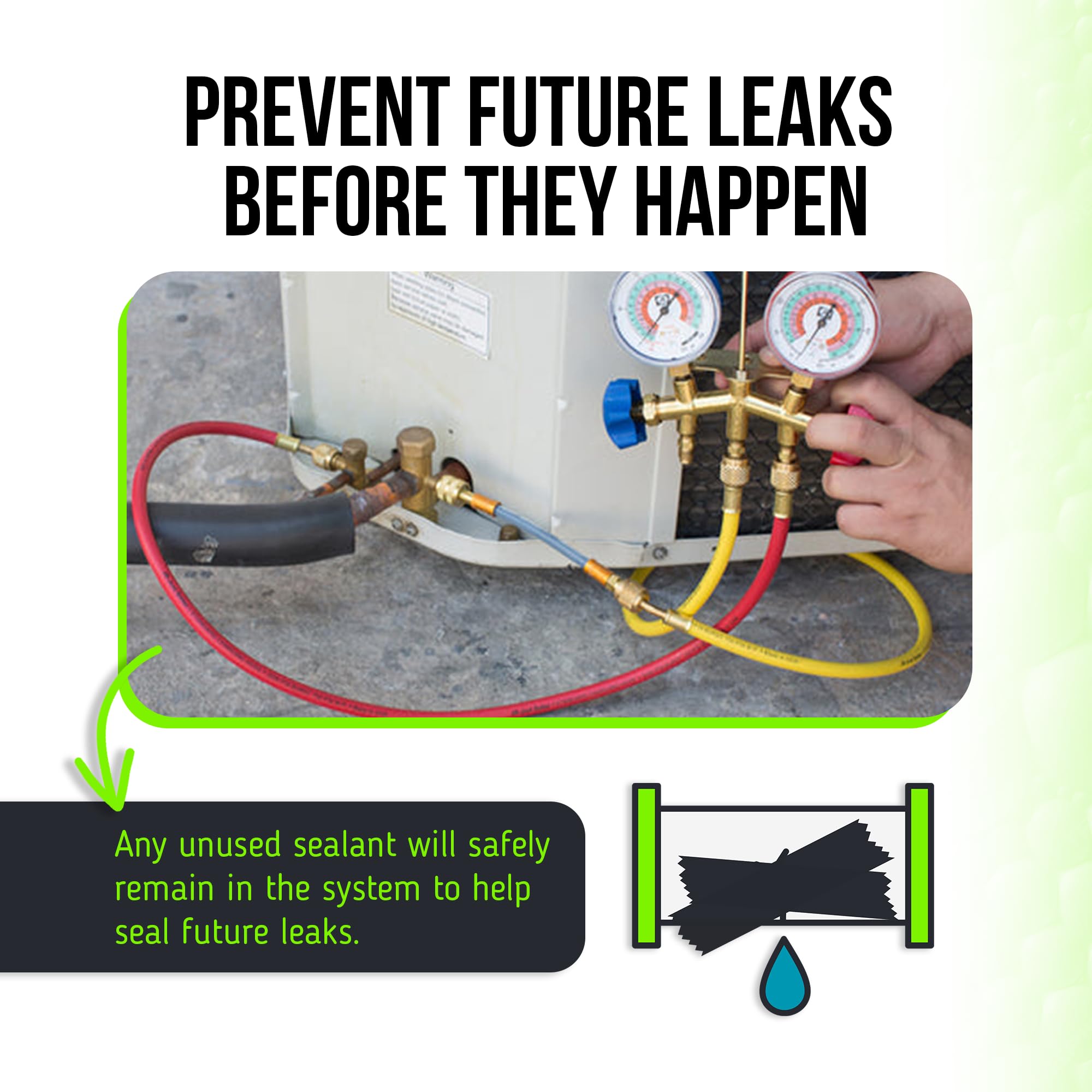 Leak Saver Direct Inject Small System with UV Dye - Refrigerant Leak Sealer - Detects Large Leaks - Ideal for Most Small Home Appliances and HVAC Systems up to 1 Ton - Proudly Made in The USA