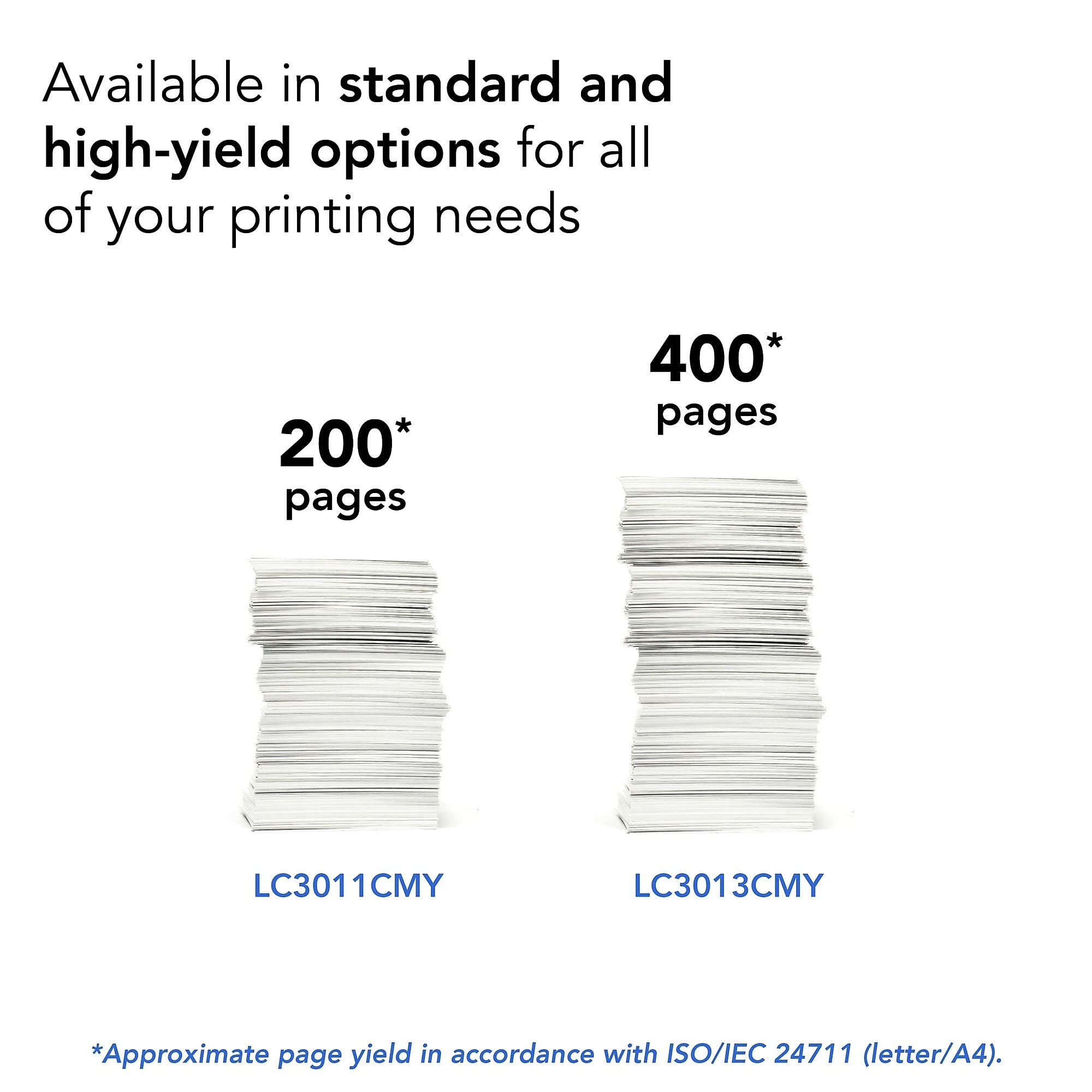 Brother Printer High Yield Ink Cartridge Page Up to 400 Pages Black (LC3013BK), Standard