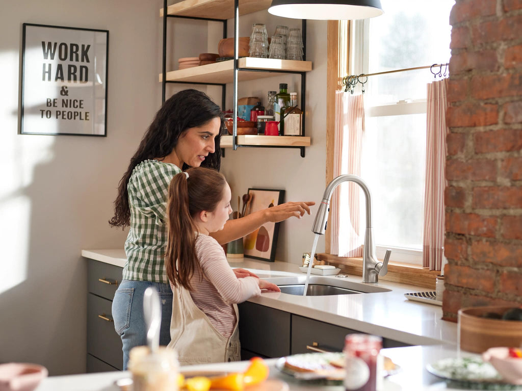 Moen Haelyn Pulldown Kitchen Faucet with Power Boost, 87627 | Pulldown sprayer, Power Boost technology, Soap dispenser included, Chrome finish, High arc faucet