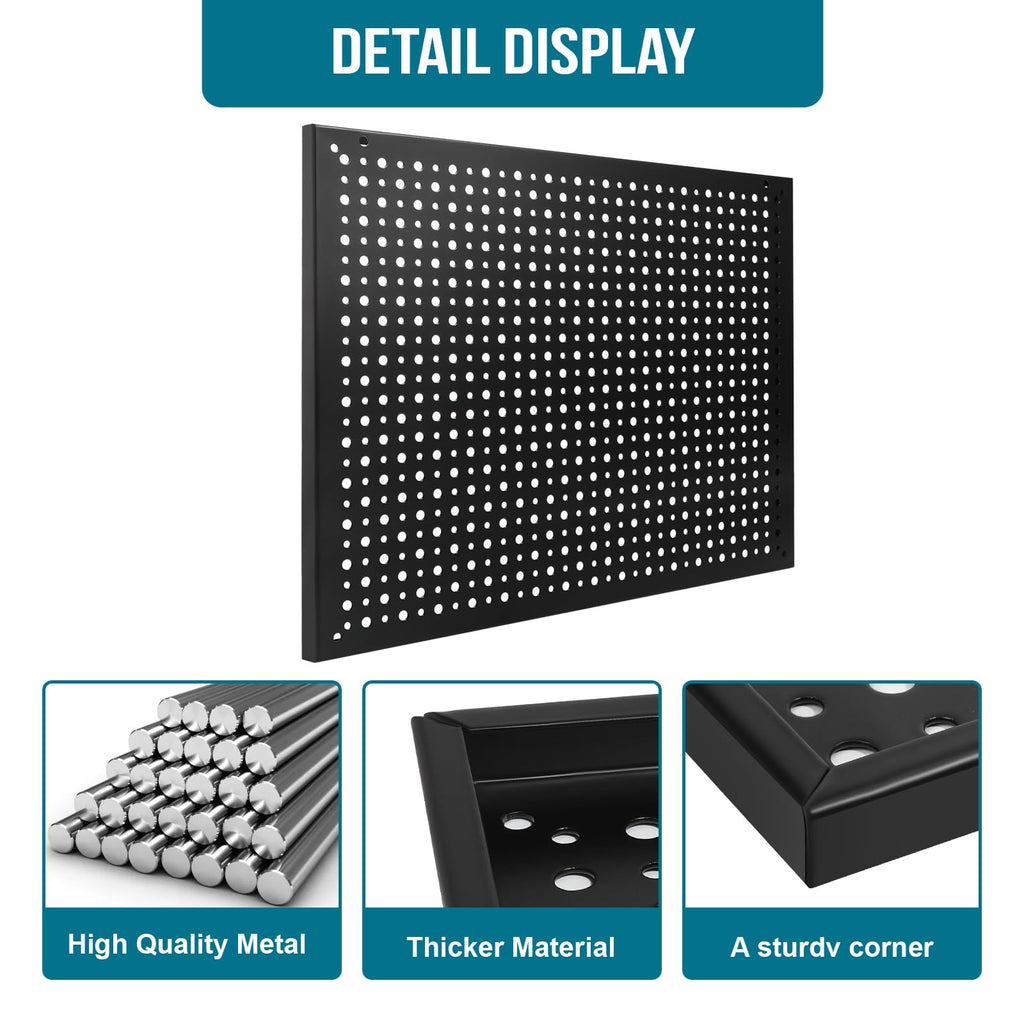Peg Board,Steel Organization Panels, Ideal for Garage Tool Storage, Office Organization, Craft Room, Kitchen,Pack of 4 (Black, 4-12X12)