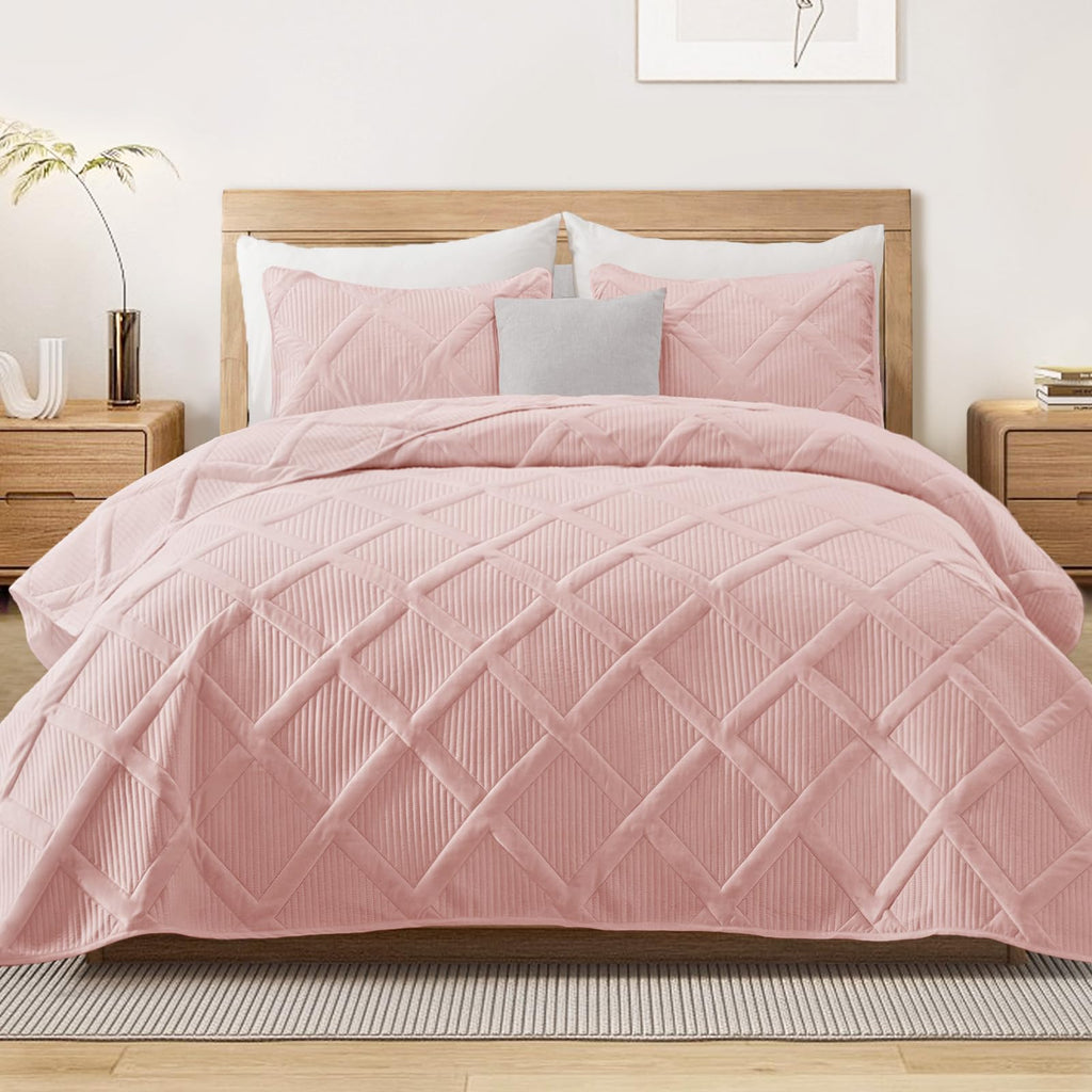 Exclusivo Mezcla Twin Size Quilt Set with Modern Striped Pattern, 2 Pieces Lightweight Black Quilts Bedding Set, Soft Bedspreads Coverlets for All Seasons
