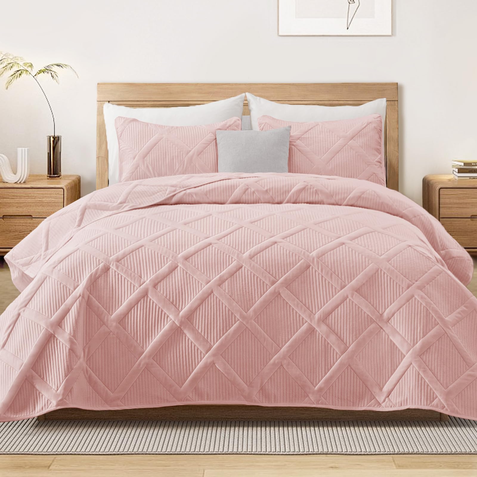 Exclusivo Mezcla Twin Size Quilt Set with Modern Striped Pattern, 2 Pieces Lightweight Black Quilts Bedding Set, Soft Bedspreads Coverlets for All Seasons