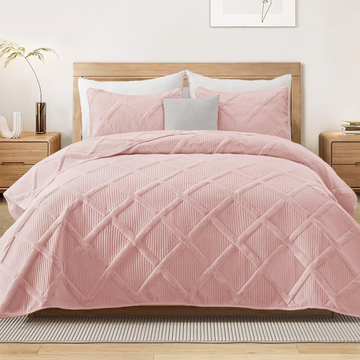 Exclusivo Mezcla Twin Size Quilt Set with Modern Striped Pattern, 2 Pieces Lightweight Black Quilts Bedding Set, Soft Bedspreads Coverlets for All Seasons
