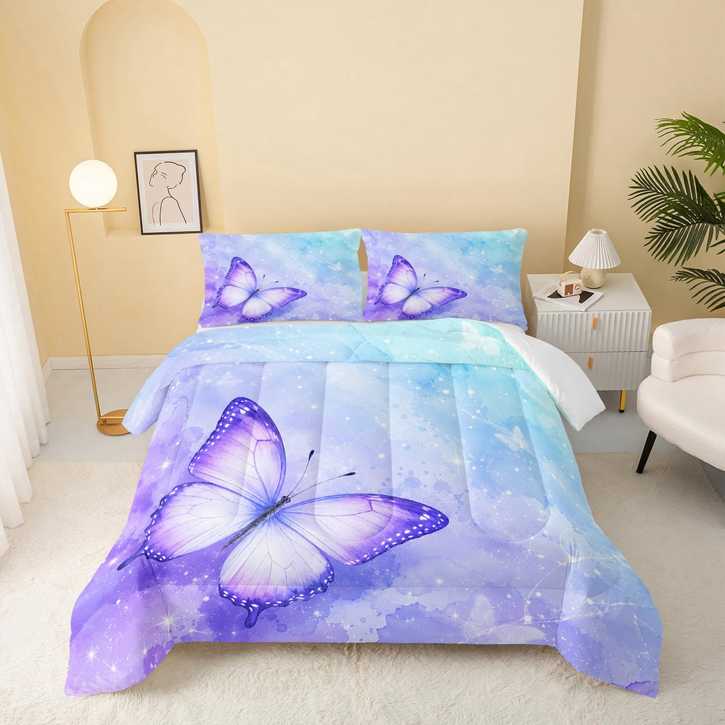 QOOMO Floral Cat Comforter Twin Size,Pink Cat Bedding Set for Kids Teens Girls,3Pcs Bedding Set Printed Comforter with 2 Pillowcases,Down Alternative,Soft and Lightweight(Pink，Twin Size)