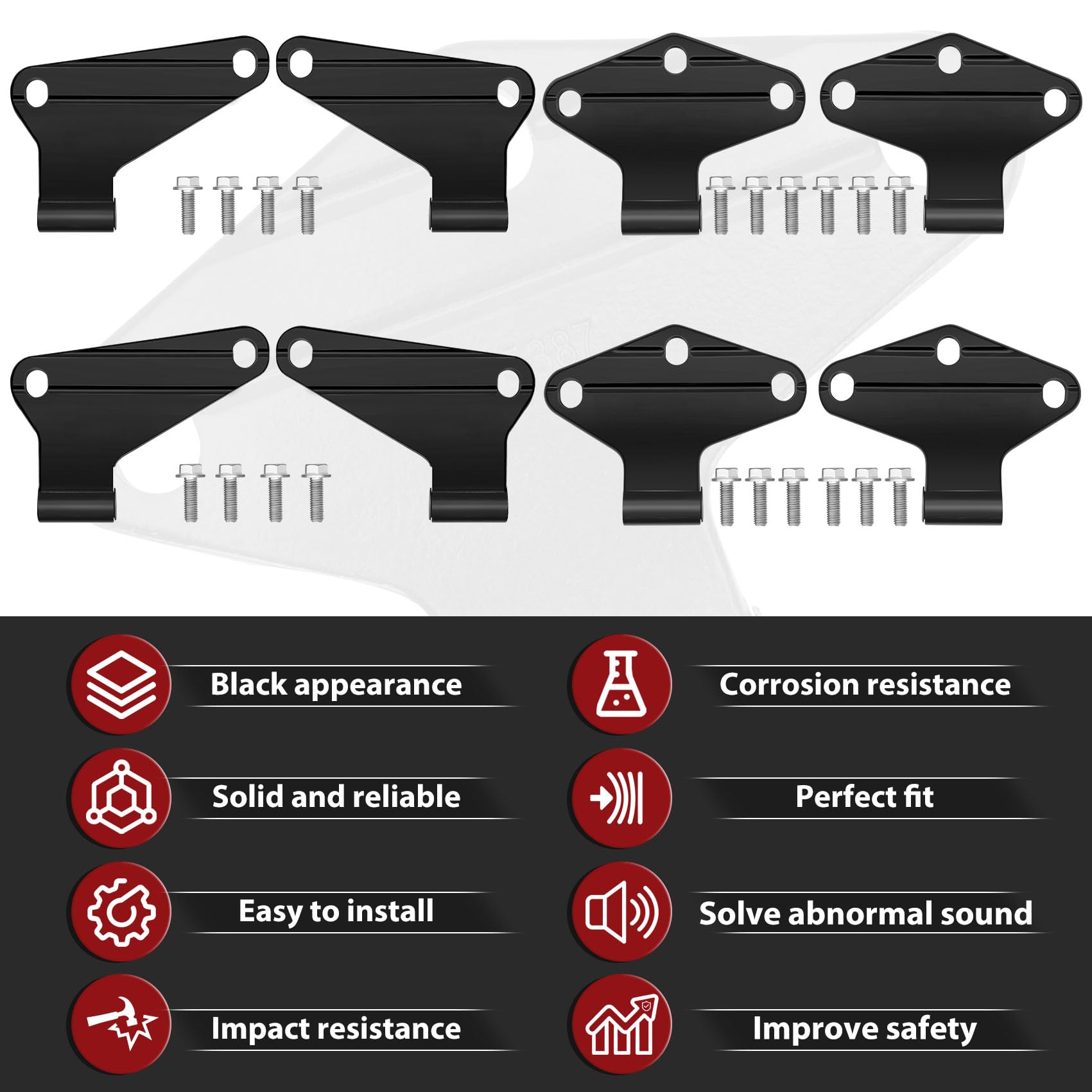 Jeep Wrangler JK 2 Door Hinge Assembly Kits Compatible with 2007-2018 Jeep Wrangler JK JKU Rubicon Unlimited Sahara Inside and Outside (2 Door), Jeep Wrangler JK JKU 2 Door Hinge 8PCS with 18 Bolts