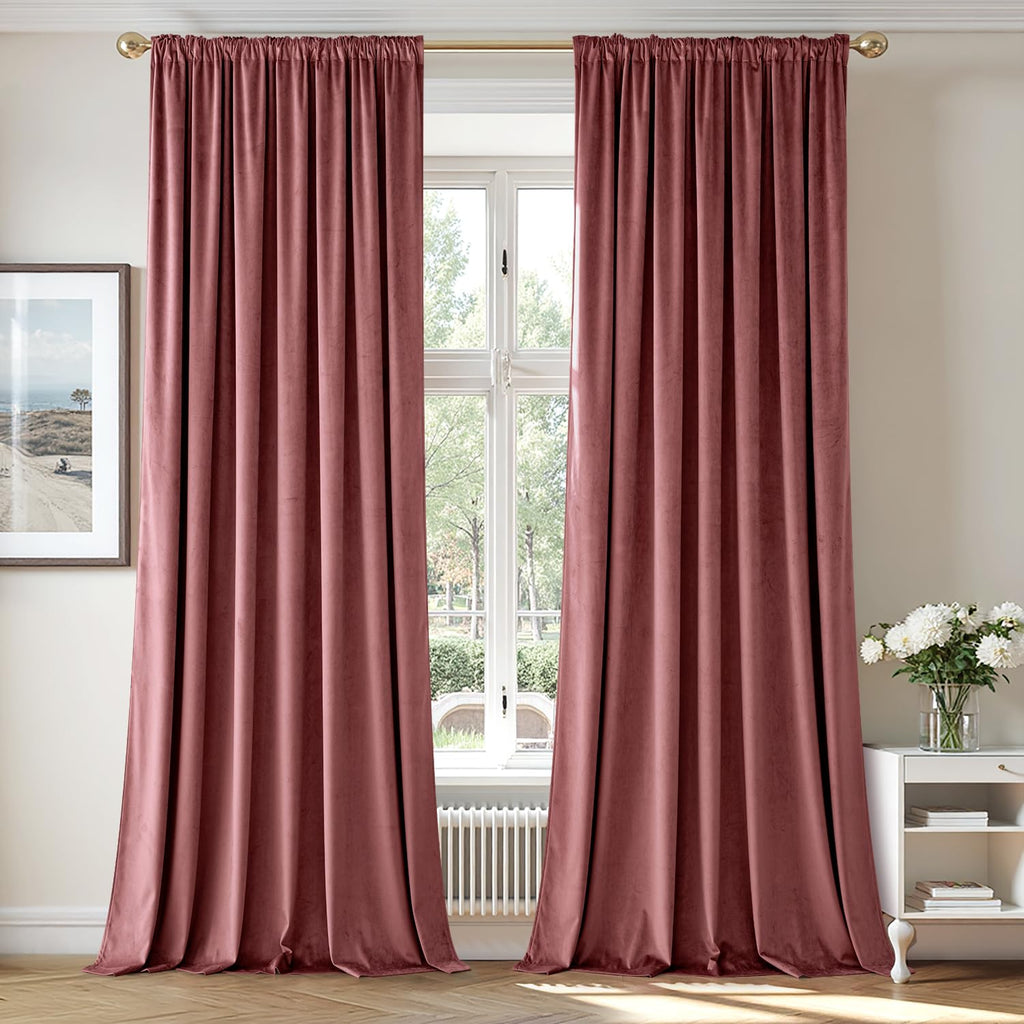 MIULEE Black Velvet Curtains Thermal Insulated Blackout Halloween Curtain Drapes for Bedroom Living Room Darkening 63 Inches Long Curtains Panels Rod Pocket Set of 2