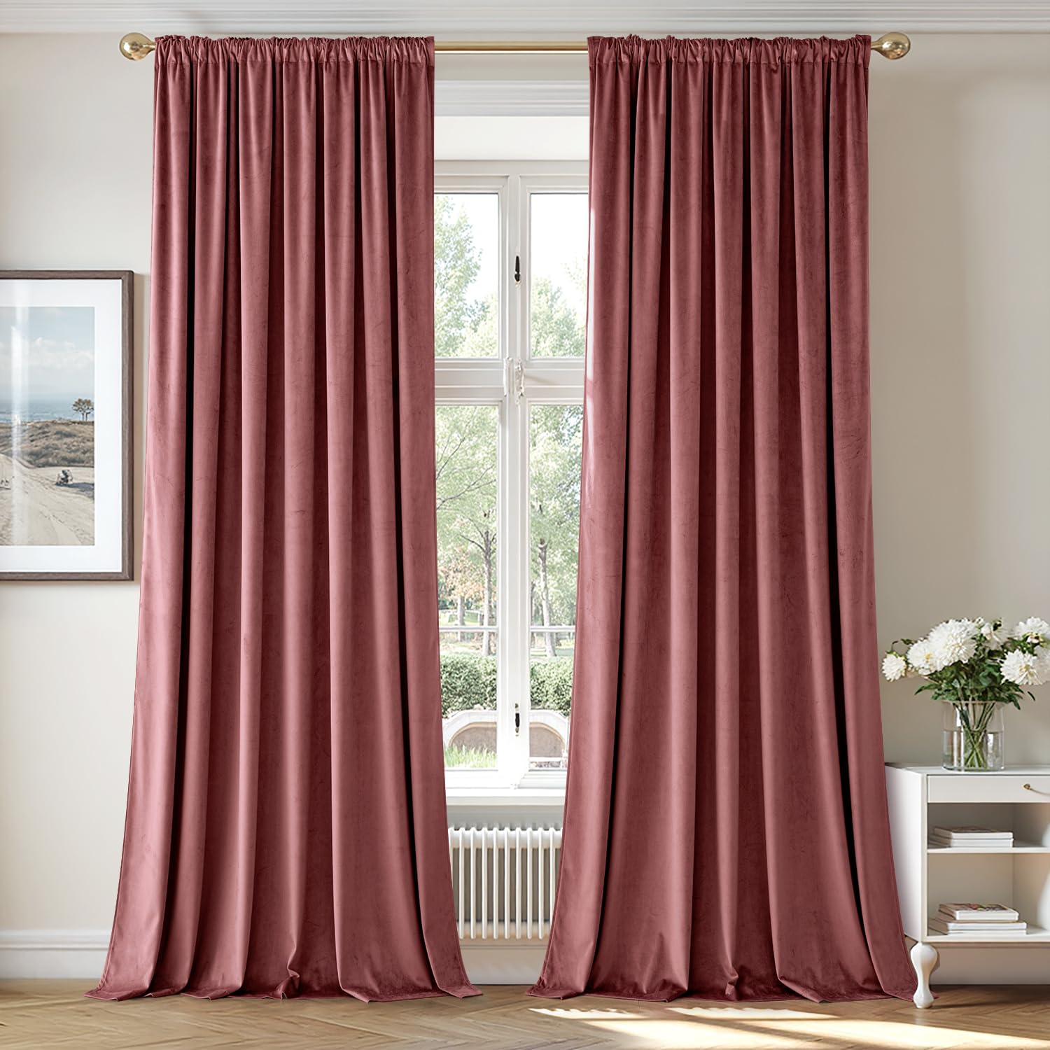 MIULEE Black Velvet Curtains Thermal Insulated Blackout Halloween Curtain Drapes for Bedroom Living Room Darkening 63 Inches Long Curtains Panels Rod Pocket Set of 2