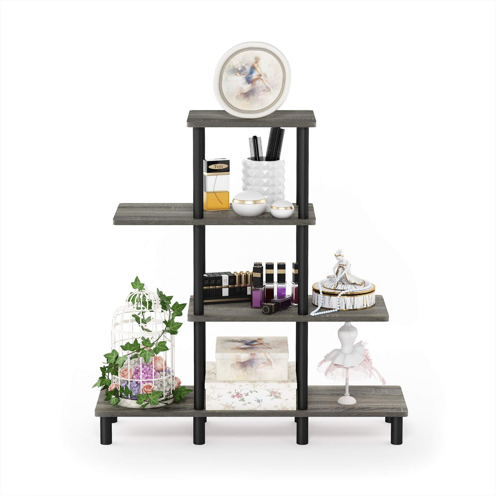 Furinno Turn-N-Tube 4-Tier Design Display Rack, Espresso/Black