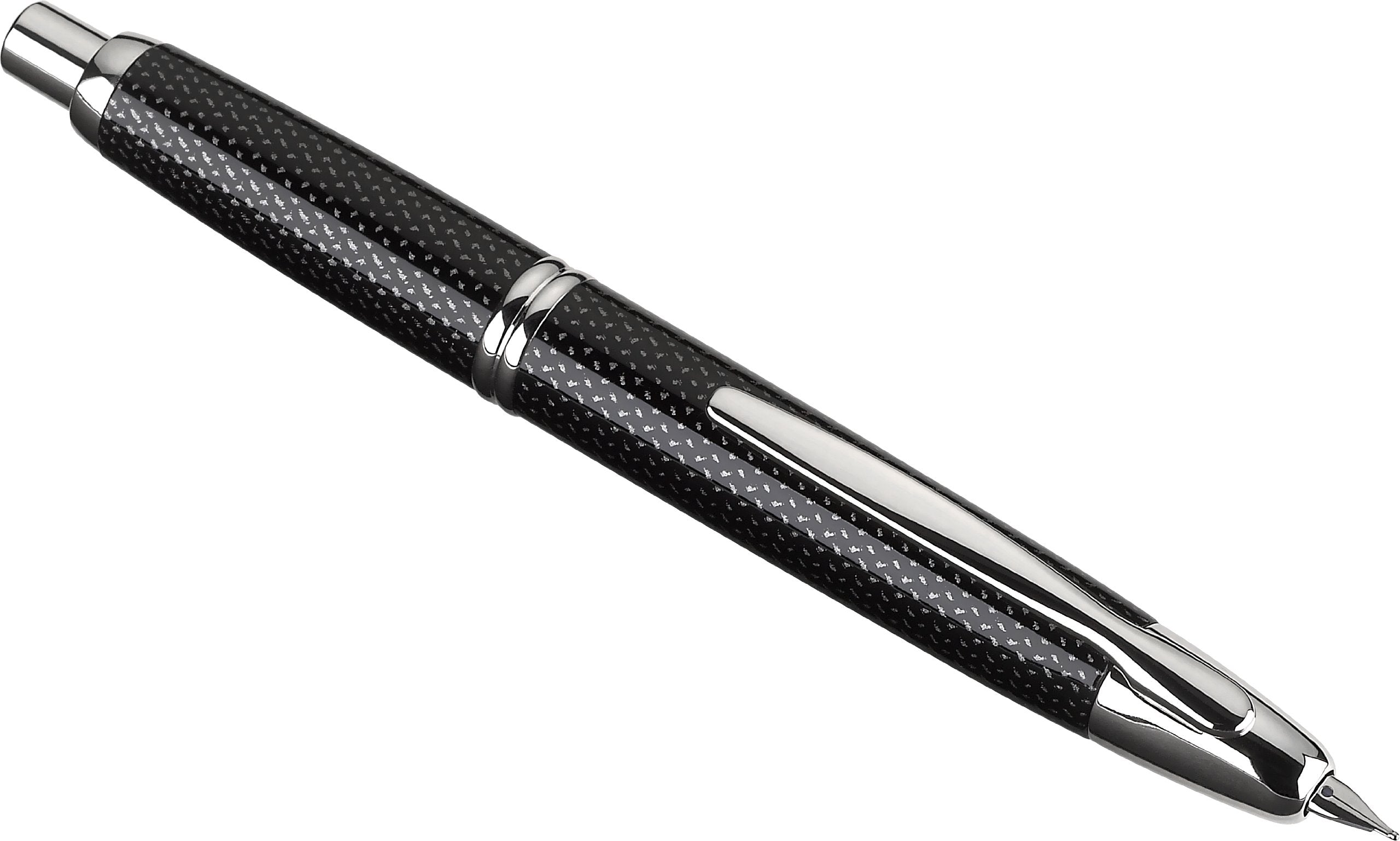 PILOT Vanishing Point Collection Refillable & Retractable Fountain Pen, Black Carbonesque Barrel with Rhodium Accents, Blue Ink, Medium Nib (60246)