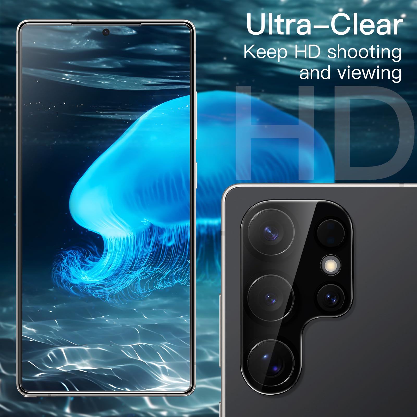 JETech Screen Protector for Samsung Galaxy S20 FE 6.5-Inch with Camera Lens Protector, Tempered Glass Film, Fingerprint ID Compatible, HD Clear, 2-Pack Each