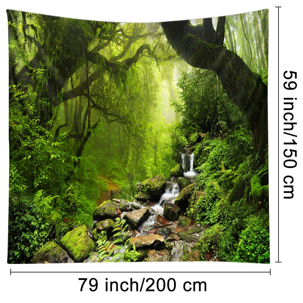 Llamazing Forest Landscape Home Decor - Living Room & Bedroom Magic Tapestry (Sunlight&Creek, 60''L51''W)