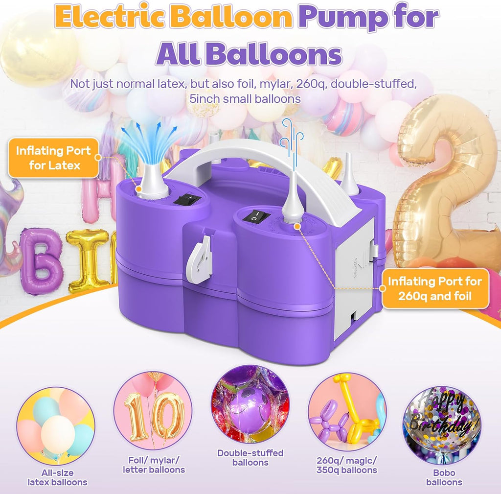 Keaibuding Balloon Pump Electric 3-in-1 Portable Air Pump for Inflatables and Balloons, Fast Inflation for 260q Foil Mylar Latex Double-Stuffed Balloons, Inflator Deflator for Pool Floats Air Bed