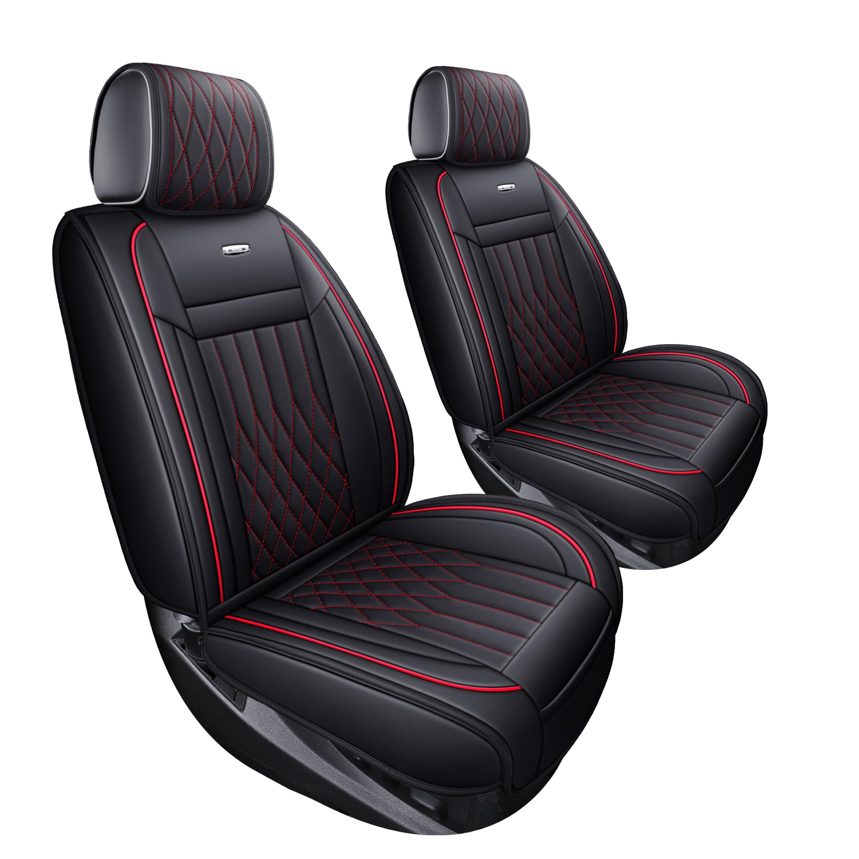 Aierxuan 2Pcs Front Chevy Silverado GMC Sierra Car Seat Covers, Custom Fit 2007-2026 1500 2500 HD 3500 HD Crew, Double, Extended Cab or Pickup Truck, with Waterproof Faux Leather (Black)