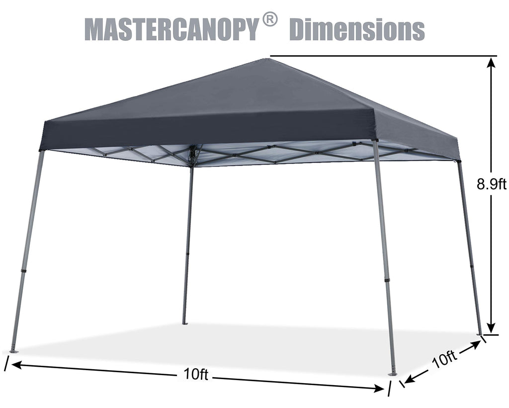 MASTERCANOPY Portable Pop Up Canopy Tent with Large Base (10x10,Dark Gray)
